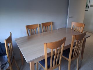 Mesa comedor + 6 sillas madera
