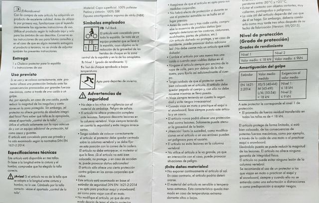 Chaleco protector espalda