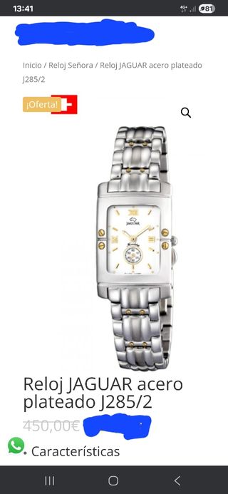 Reloj Jaguar dorado y plateado