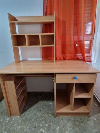 Scrivania - Libreria in formica color pino 120x55