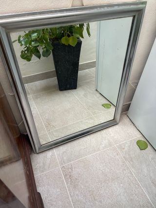Espejo pared marco metal plateado
