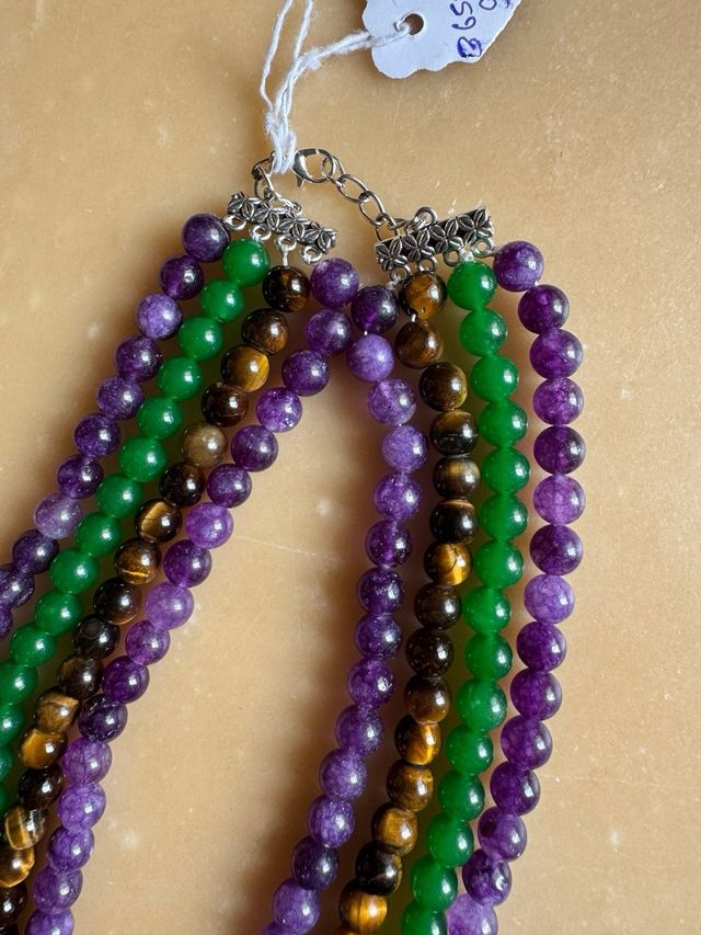 Collana 4 fili Agata Ametista Occhio di Tigre