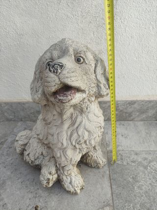 Escultura 40cm perro piedra jardín