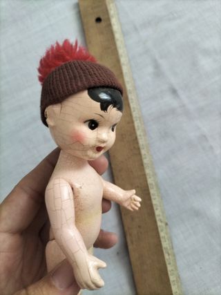 Muñeca vintage madera pintada juguetes art deco