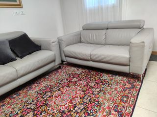 Divani pelle grigio 3 + 2