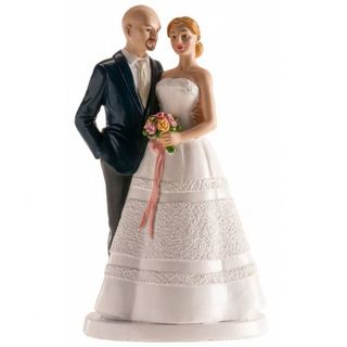 Pareja novios tarta boda - Figura novio calvo
