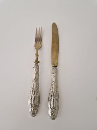 Antiche posate in ottone argentato