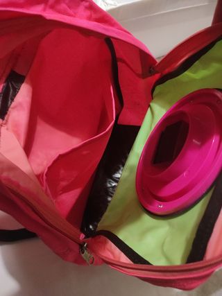 Mochila Vintage con reloj Orient - Verde y Rosa