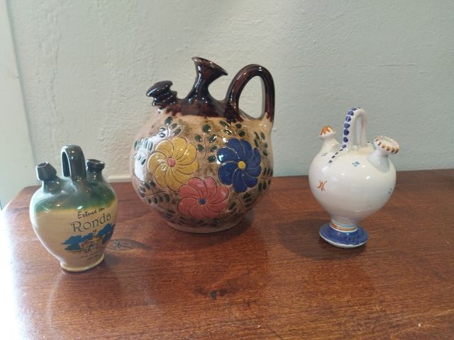 Scatola vintage dipinta a mano+ 2 piccole