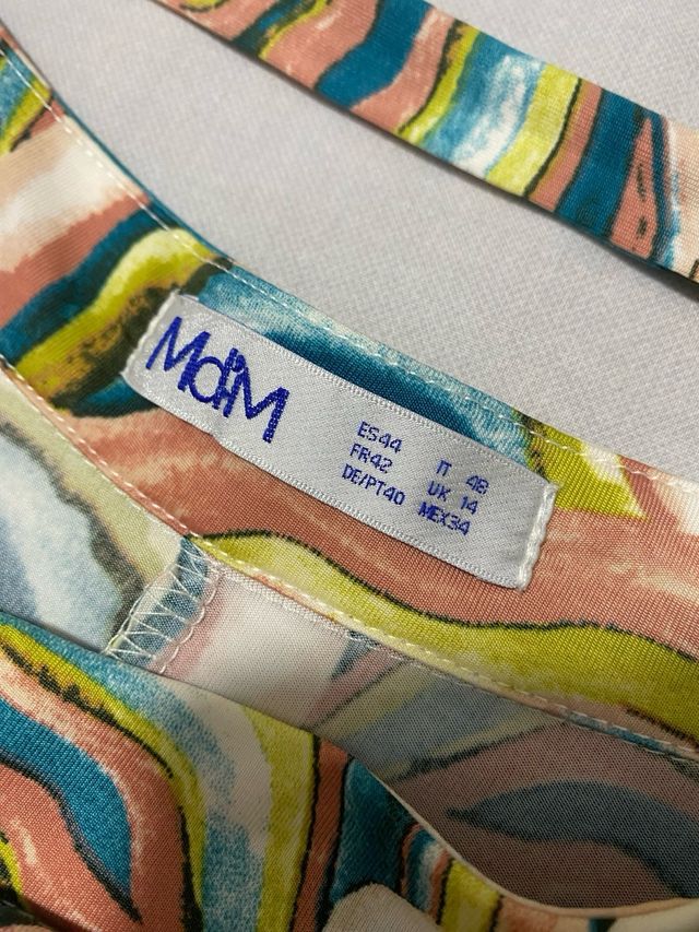 Falda midi estampada multicolor - M