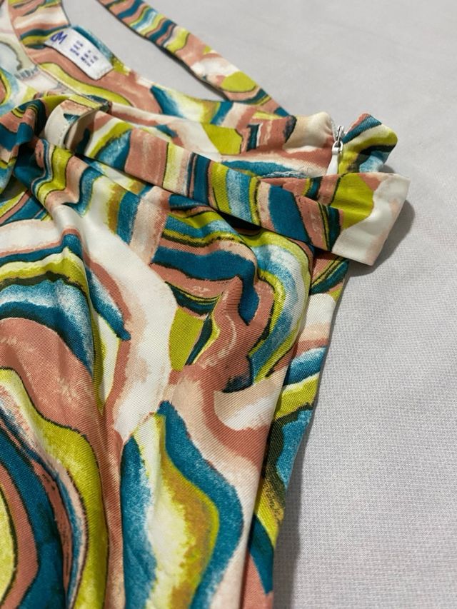 Falda midi estampada multicolor - M
