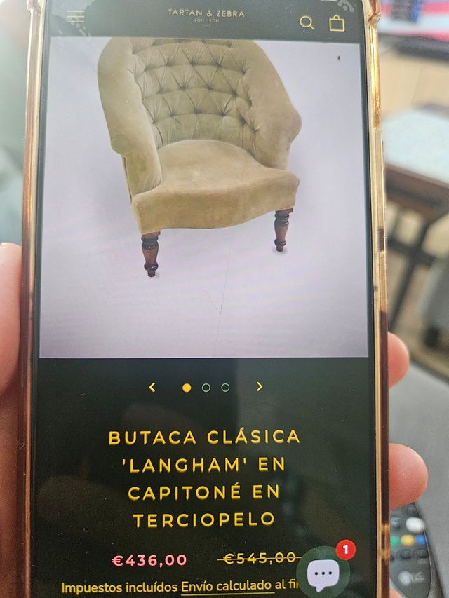 Dos butacas capitoné terciopelo verde oliva