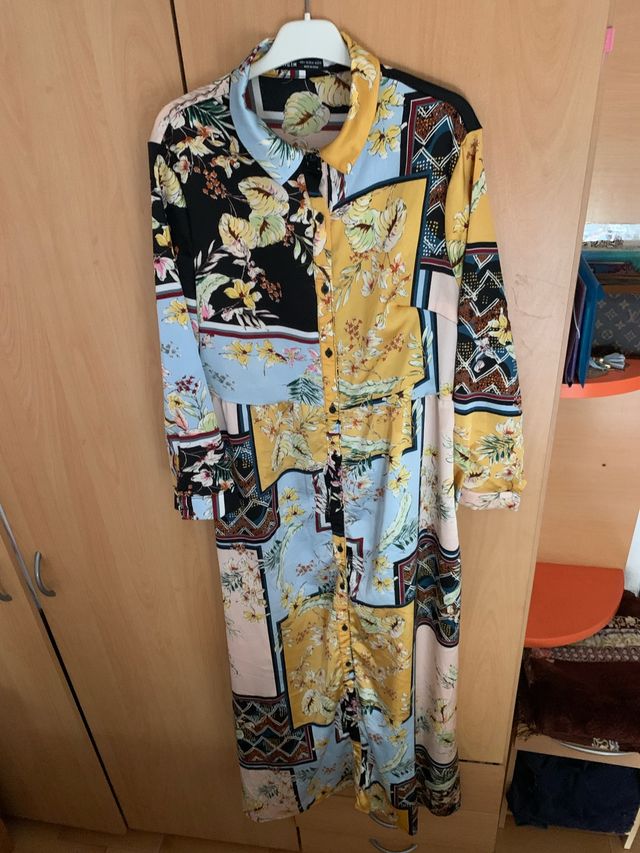 Vestido largo estampado multicolor