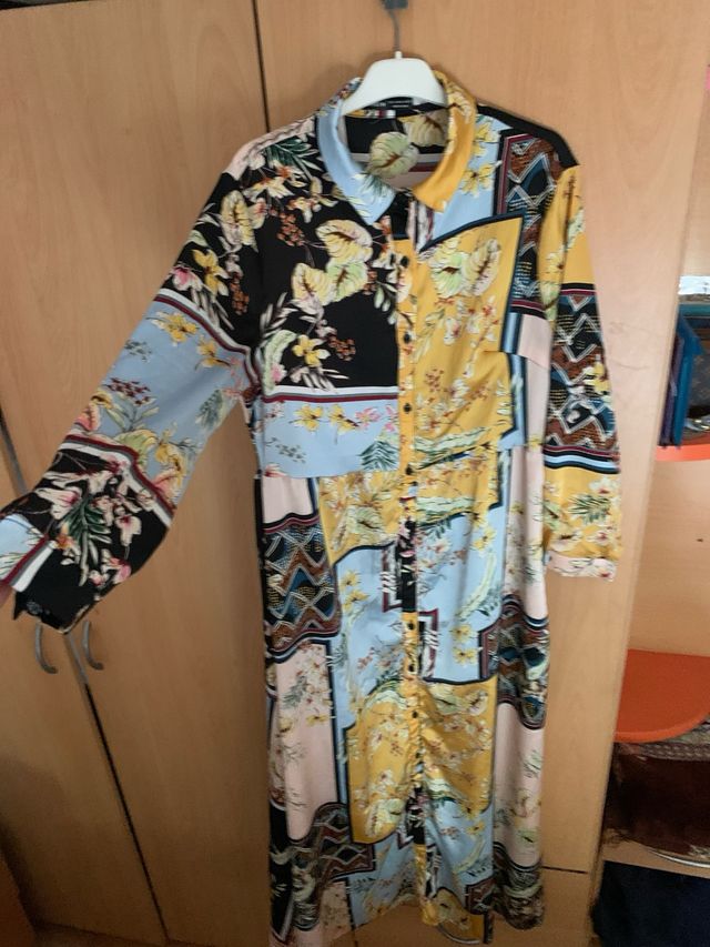 Vestido largo estampado multicolor