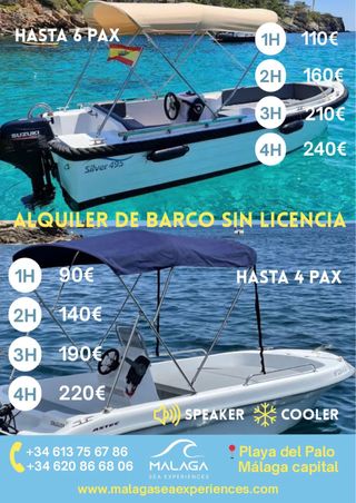 Alquiler barco sin licencia Málaga capital