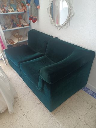 Sofá terciopelo verde - 2 plazas