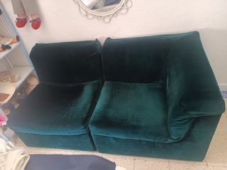 Sofá terciopelo verde - 2 plazas