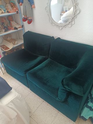 Sofá terciopelo verde - 2 plazas