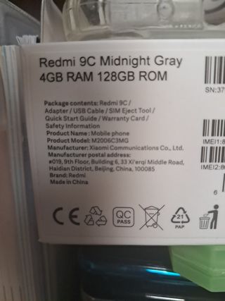 Xiaomi Redmi 9C 4 Gb RAM  128Gb Negro/gris