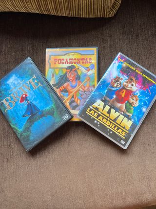 Pack DVDs infantiles: Brave, Pocahontas y Alvin