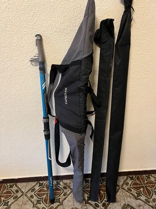 Cañas de pescar usadas - 4 piezas con caretes y 1 