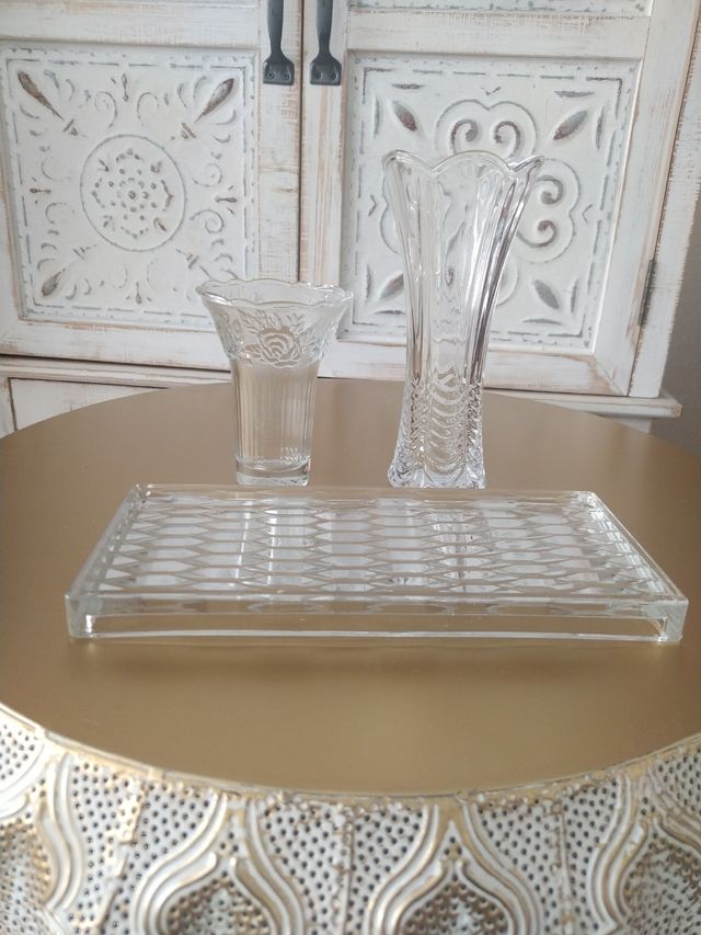 Lote jarrones/vaciabolsillos  vidrio transparente