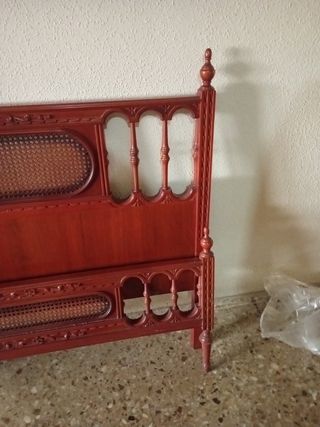 Cabecero cama madera ratán