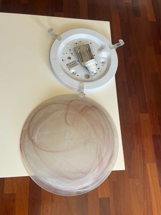 Plafoniera vetro alluminio rosa bianco