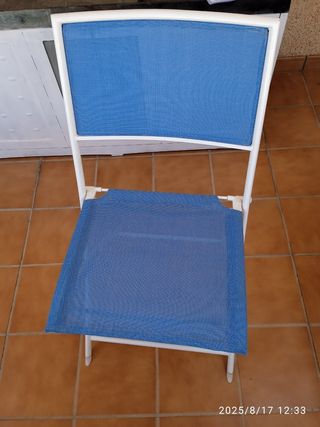 Mesa terraza plegable - blanca y azul