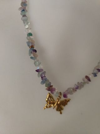Collar Fluorita Mariposa - acero inoxidable