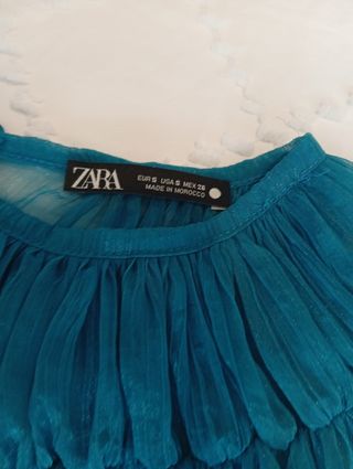 Blusa de fiesta turquesa transparente Zara