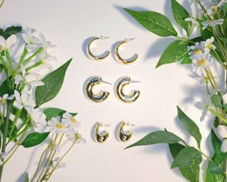 Pendientes chapados en oro - 3 pares