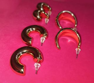 Pendientes chapados en oro - 3 pares