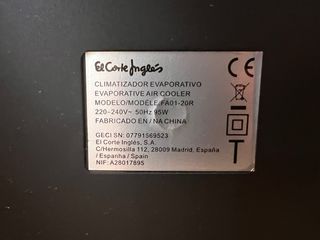 Climatizador evaporativo marca El Corte Inglés