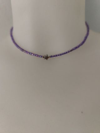 Collar morado con dije estrella de plata