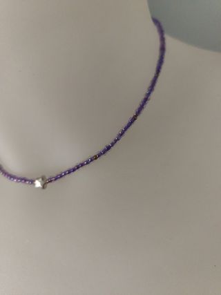 Collar morado con dije estrella de plata
