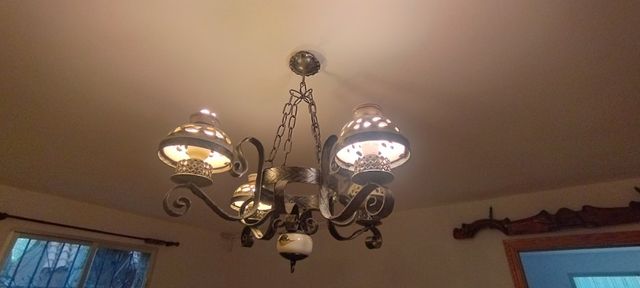 Lámpara forja 5 luces - cerámica