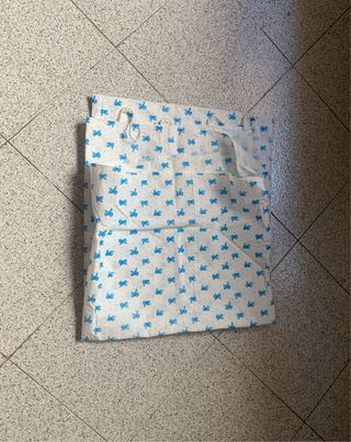 Tenda doccia bianca con Fiocchi blu nuova