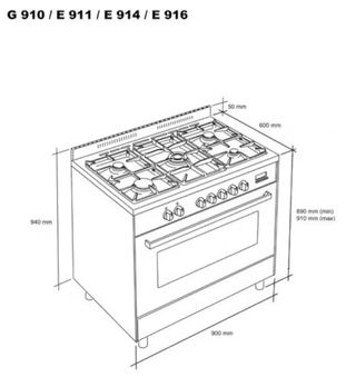Cocina Meireles 5 fuegos, horno en negro.