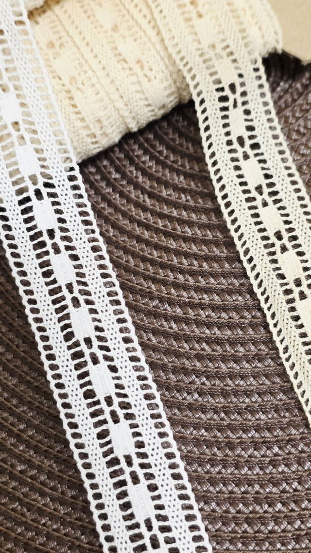 Lote Cinta de encaje algodon. Dos tonos