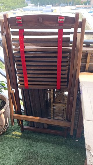 Tumbona teka madera marrón plegable