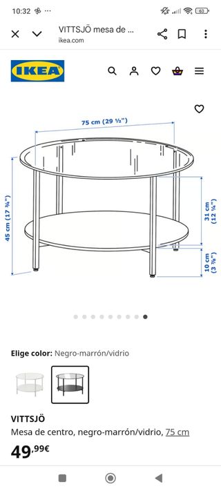 Mesa centro VITTSJO Ikea