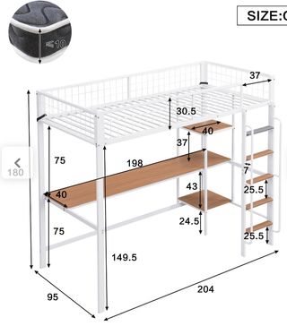 Nueva sin abrir - Cama alta blanca con escritorio
