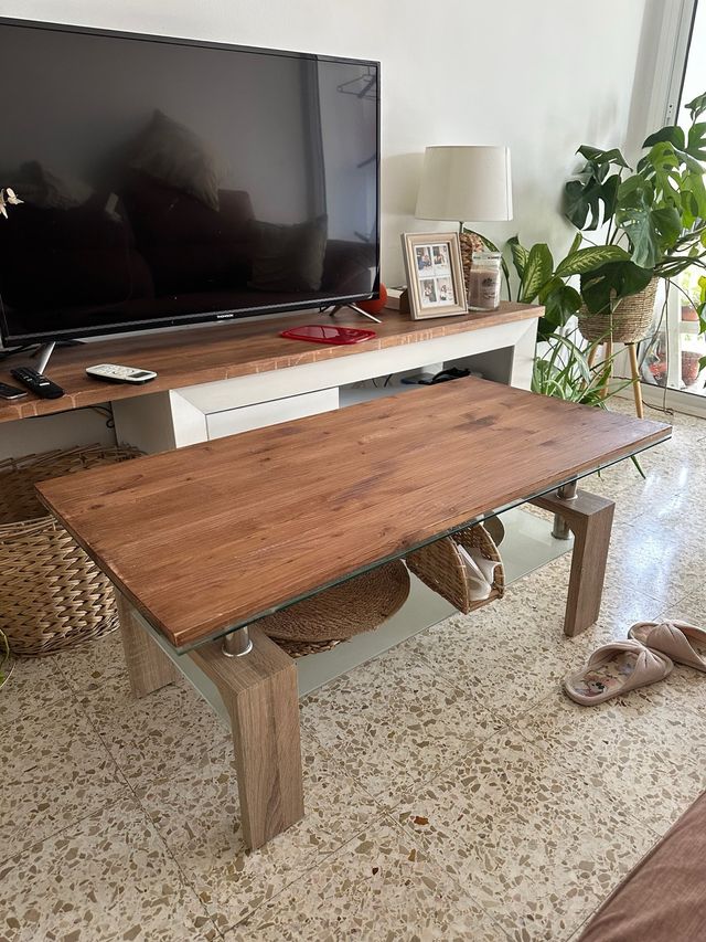 Mesa centro madera-vidrio