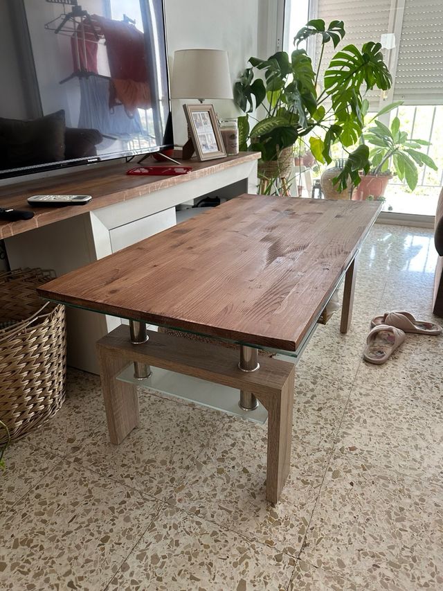 Mesa centro madera-vidrio