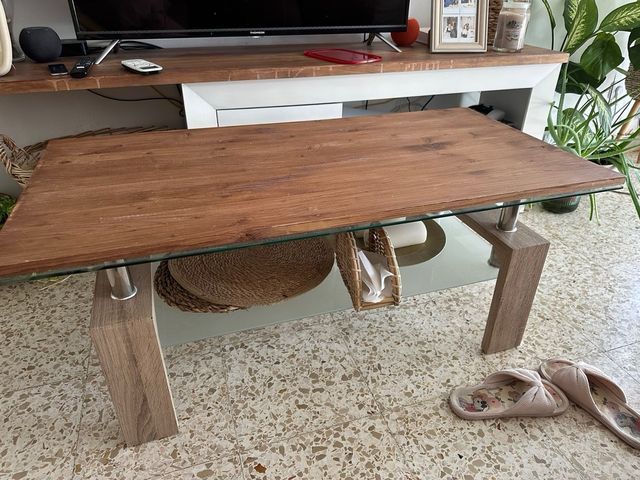 Mesa centro madera-vidrio