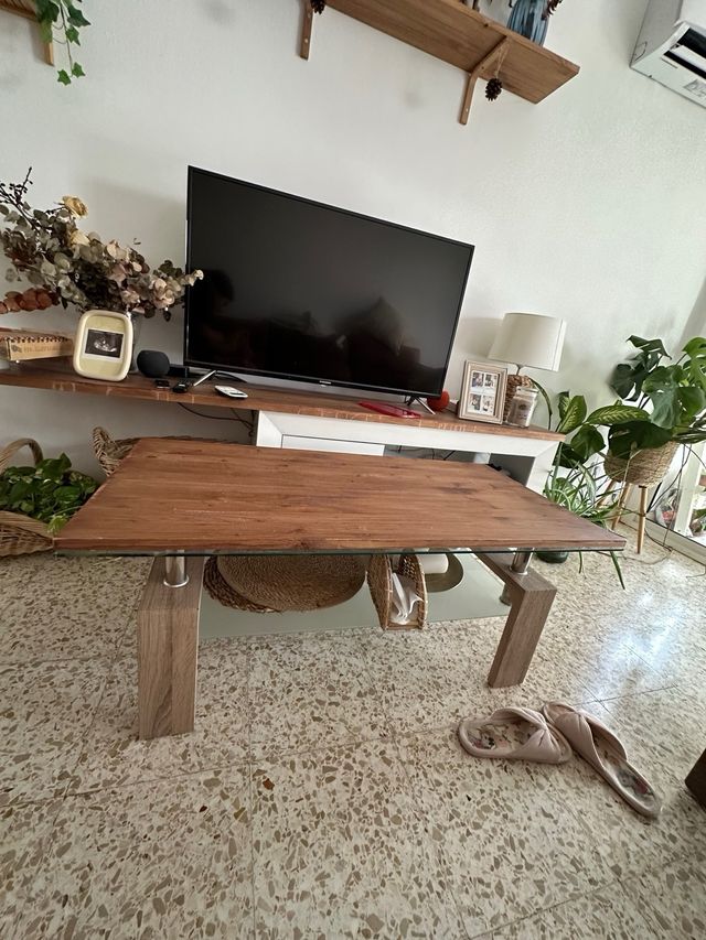 Mesa centro madera-vidrio