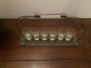Vassoio shot vintage 6 bicchieri