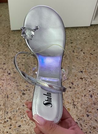 Sandalias Plata Brillantes - Talla 37