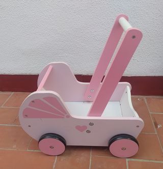 Andador Carro bebé madera rosa